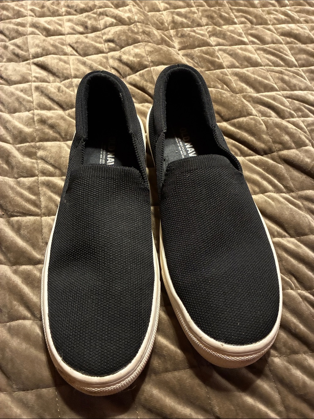 Old Navy Black Slip-On Canvas Loafers with White Sole